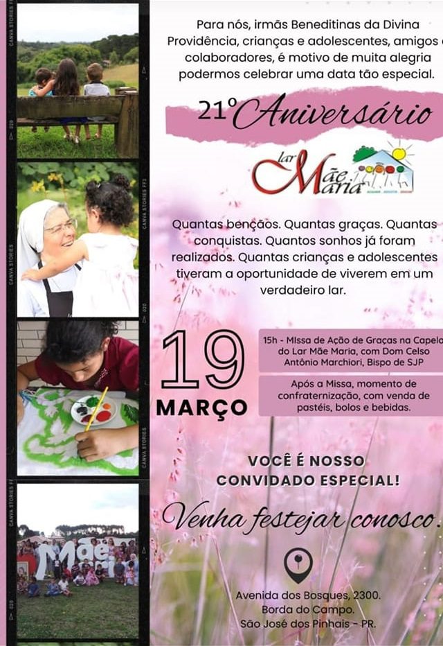 Convite 21 Aniversario Lar Mae Maria